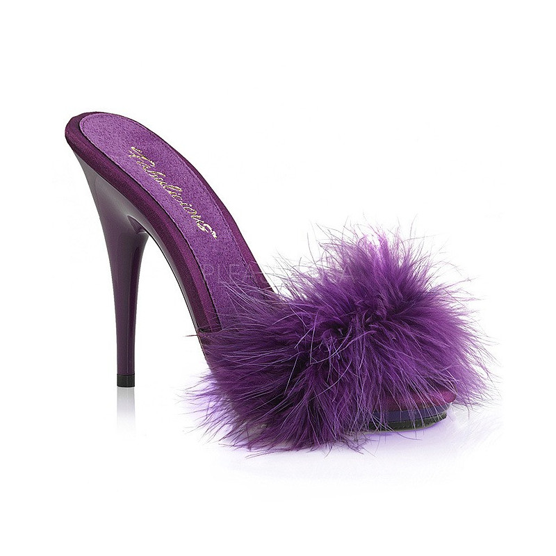 Purple 13 cm POISE-501F Marabou Feathers Mules Shoes