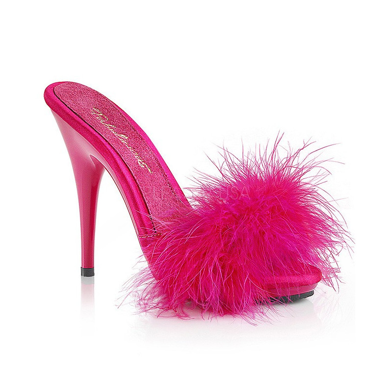 Pink 13 cm POISE-501F Marabou Feathers Mules Shoes