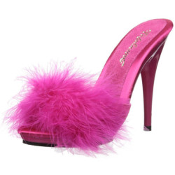 Pink 13 cm POISE-501F Marabou Feathers Mules Shoes