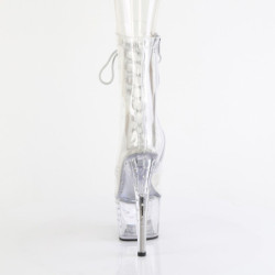 1021C-7 - 18 cm pleaser high heels ankle boots strass transparent