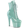 Mint green glitter 18 cm high heels ankle boots platform