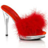 Leatherette 12,5 cm GLORY-501F-8 Red mules high heels feathers