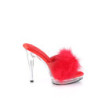 Leatherette 12,5 cm GLORY-501F-8 Red mules high heels feathers