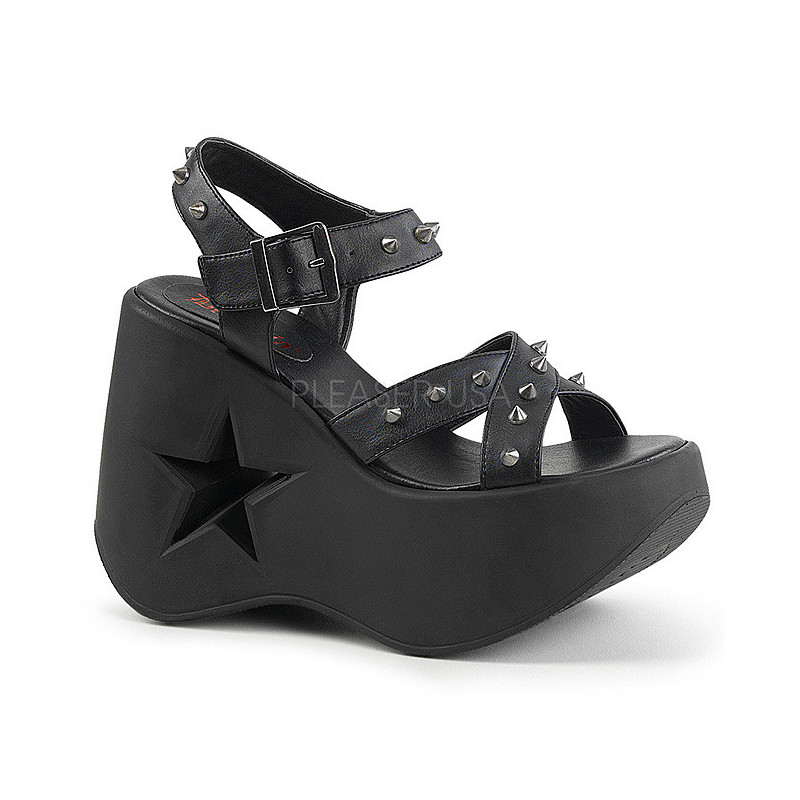 Nero 13 cm DemoniaCult DYNAMITE-02 scarpe lolita sandali con zeppa
