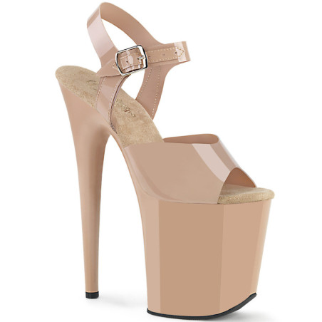 Tacco alto beige 20 cm FLAMINGO-808N elasticizzato tacco alto plateau