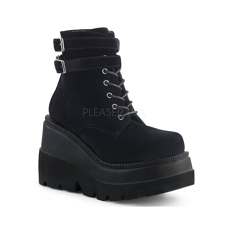 Velvet 11,5 cm SHAKER-52 lolita ankle boots goth wedge platform