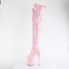 Patent 20 cm FLAMINGO-3028 high heeled thigh high boots with buckles rose