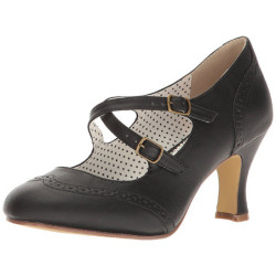 Black 7,5 cm vintage FLAPPER-35 Pinup Pumps Shoes with Low Heels