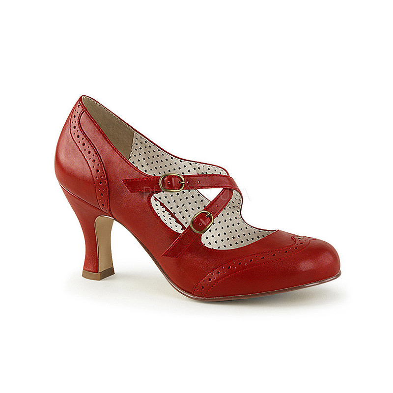 Rosso 7,5 cm retro vintage FLAPPER-35 Pinup scarpe décolleté con tacchi bassi