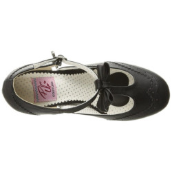 Nero 7,5 cm retro vintage FLAPPER-11 Pinup scarpe décolleté con tacchi bassi