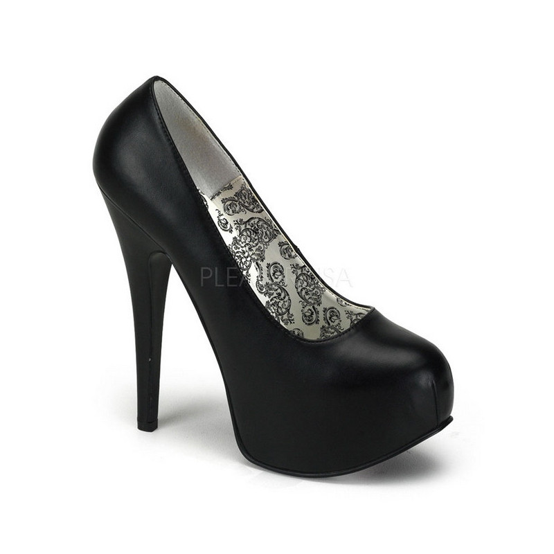 Nero Ecopelle 14,5 cm Burlesque BORDELLO TEEZE-06 Plateau Scarpe Décolleté