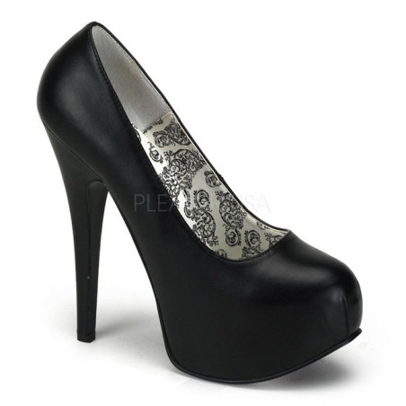 Nero Ecopelle 14,5 cm Burlesque BORDELLO TEEZE-06 Plateau Scarpe Décolleté