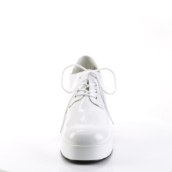 Patent JAZZ-02 pimp shoes 70s men's disco platform shoes lace-up white