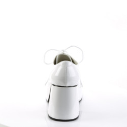 Patent JAZZ-02 pimp shoes 70s men's disco platform shoes lace-up white