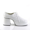 Patent JAZZ-02 pimp shoes 70s men's disco platform shoes lace-up white