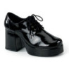 Patent JAZZ-02 pimp shoes 70s men's disco platform shoes lace-up black