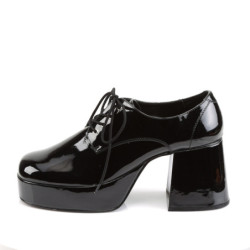 Patent JAZZ-02 pimp shoes 70s men's disco platform shoes lace-up black