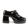 Patent JAZZ-02 pimp shoes 70s men's disco platform shoes lace-up black