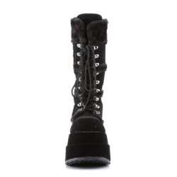 Faux Fur Trim 11,5 cm BEAR-202 emo womens boots platform in black