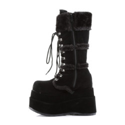 Faux Fur Trim 11,5 cm BEAR-202 emo womens boots platform in black