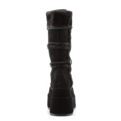 Faux Fur Trim 11,5 cm BEAR-202 emo womens boots platform in black