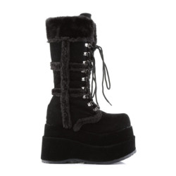 Faux Fur Trim 11,5 cm BEAR-202 emo womens boots platform in black