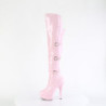 Patent 15 cm DELIGHT-3018 high heeled thigh high boots with buckles rose