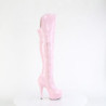 Verniciata 15 cm DELIGHT-3018 stivali alti alla coscia tacchi alti con fibbia rosa