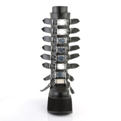 Vegan 9 cm DAMNED-318 emo knee high buckle boots platform black