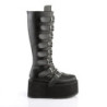 Vegan 9 cm DAMNED-318 emo knee high buckle boots platform black