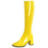 Yellow block heel 7,5 cm - 70s years disco gogo kneeboots patent