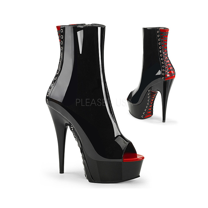 Patent 15 cm DELIGHT-1025 peep toe ankle boots womens