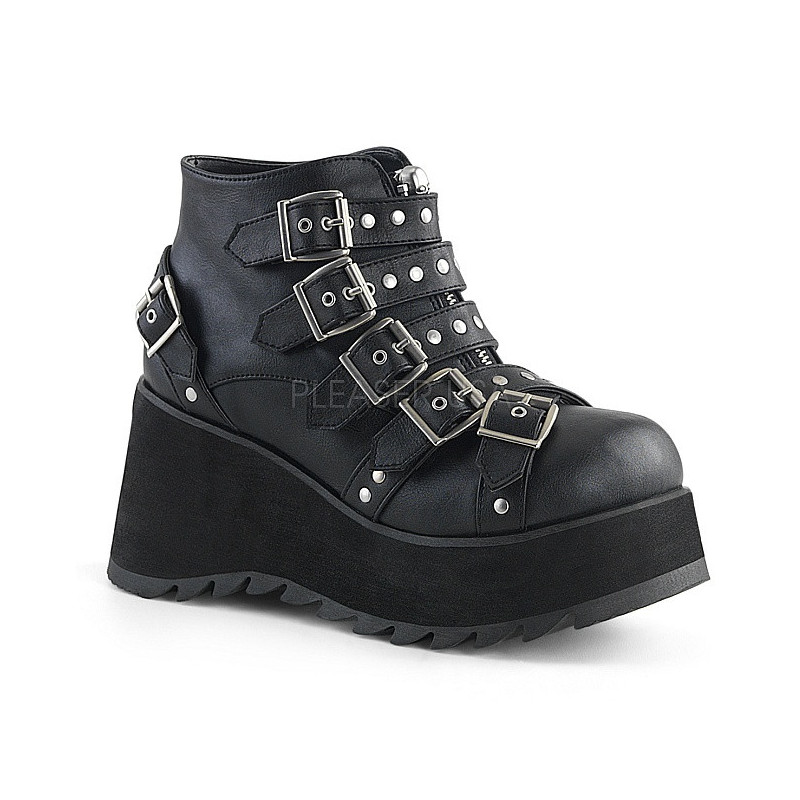 Leatherette 8 cm DemoniaCult SCENE-30 goth ankle boots with buckles