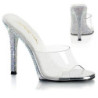 Silver mules 11,5 cm GALA-01DM strass high heeled mules
