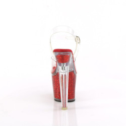 Red 18 cm LOVESICK-708SG glitter platform sandals shoes