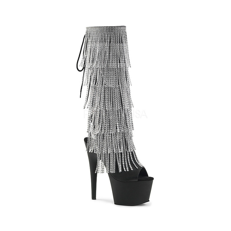 Black Strass 18 cm ADORE-2024RSF womens fringe boots high heels