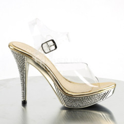 Dorato Strass 12 cm ELEGANT-408 Plateau Sandali Tacco Altissimo
