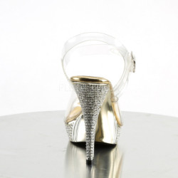 Gold Rhinestone 12 cm ELEGANT-408 Platform High Heeled Sandal