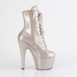 Champagne glitter 18 cm high heels ankle boots platform