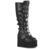 Leatherette 14 cm demoniacult stretch platform boots wide calf