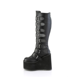 Leatherette 14 cm demoniacult stretch platform boots wide calf