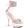 Rose 15 cm DELIGHT-627RS transparent platform ankle straps high heels