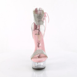 Rose 15 cm DELIGHT-627RS transparent platform ankle straps high heels