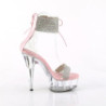 Rose 15 cm DELIGHT-627RS transparent platform ankle straps high heels