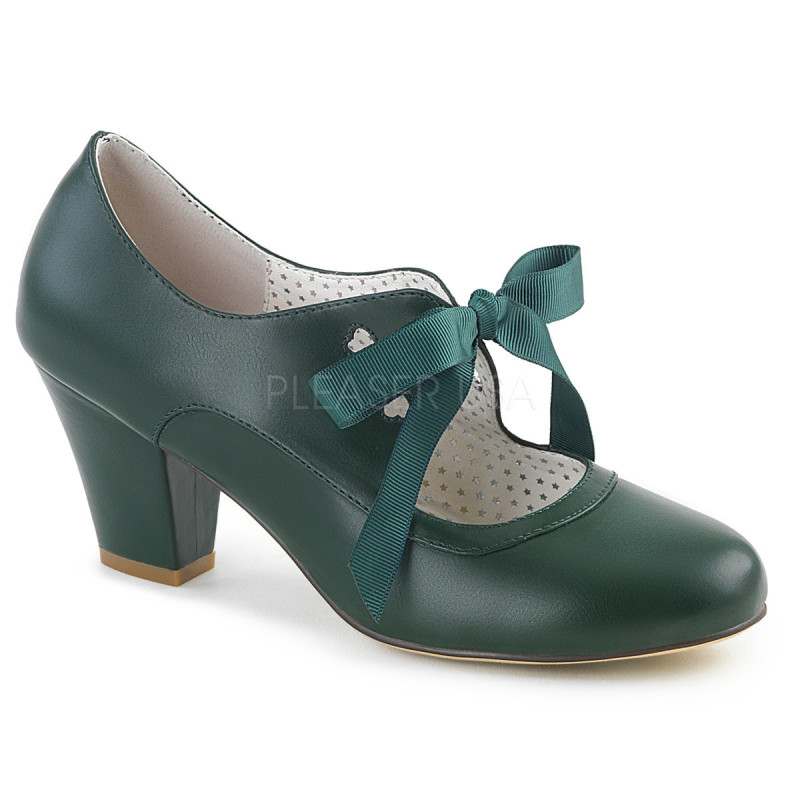 Green 6,5 cm WIGGLE-32 vintage cuben heels maryjane pumps