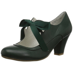 Verde 6,5 cm WIGGLE-32 retro vintage scarpe décolleté maryjane tacco spesso