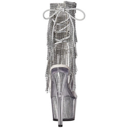 Argento 18 cm ADORE-1017SRS stivaletti con frange donna tacco alto