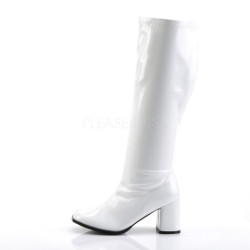 White Patent 7,5 cm GOGO-300WC knee high women's boots wide calf