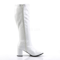 White Patent 7,5 cm GOGO-300WC knee high women's boots wide calf