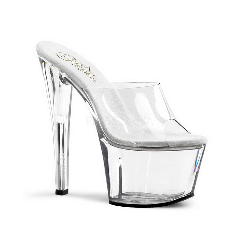 Transparent 18 cm PLEASER SKY-301 Platform Mules Shoes